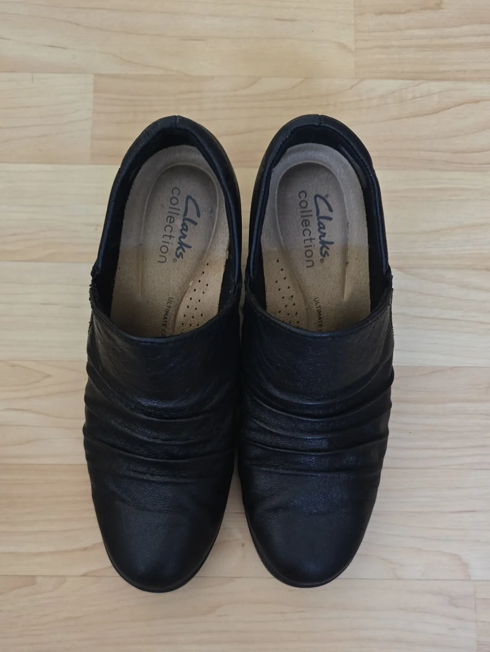 Clarks Women's Emily2 Cove Black Leather Block Heels Size 8.5